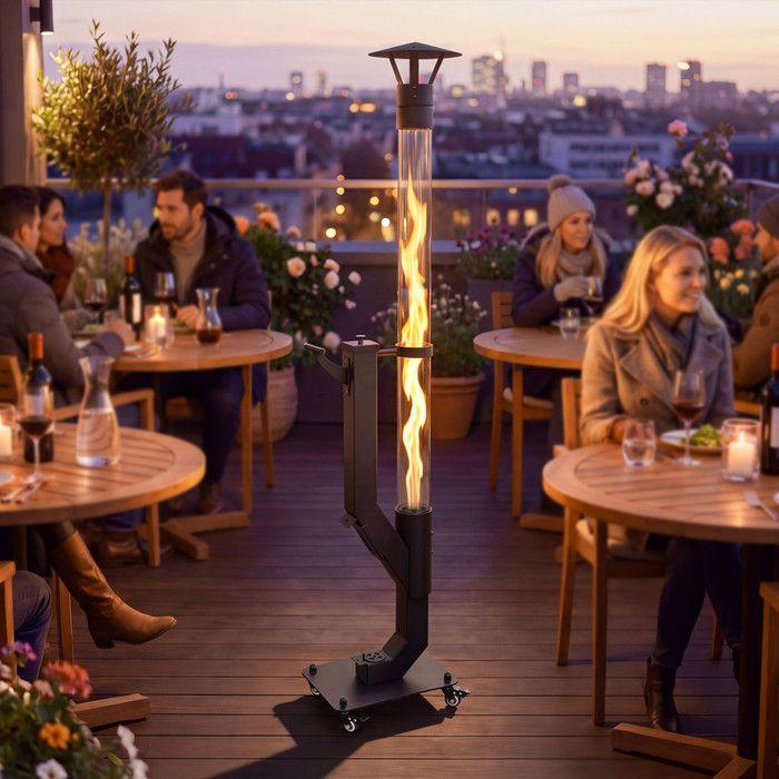 NETTLIFE Outdoor Pellet Stove On Wheels Borosilicate Glass 800°C Decorative Flame 1;1 M