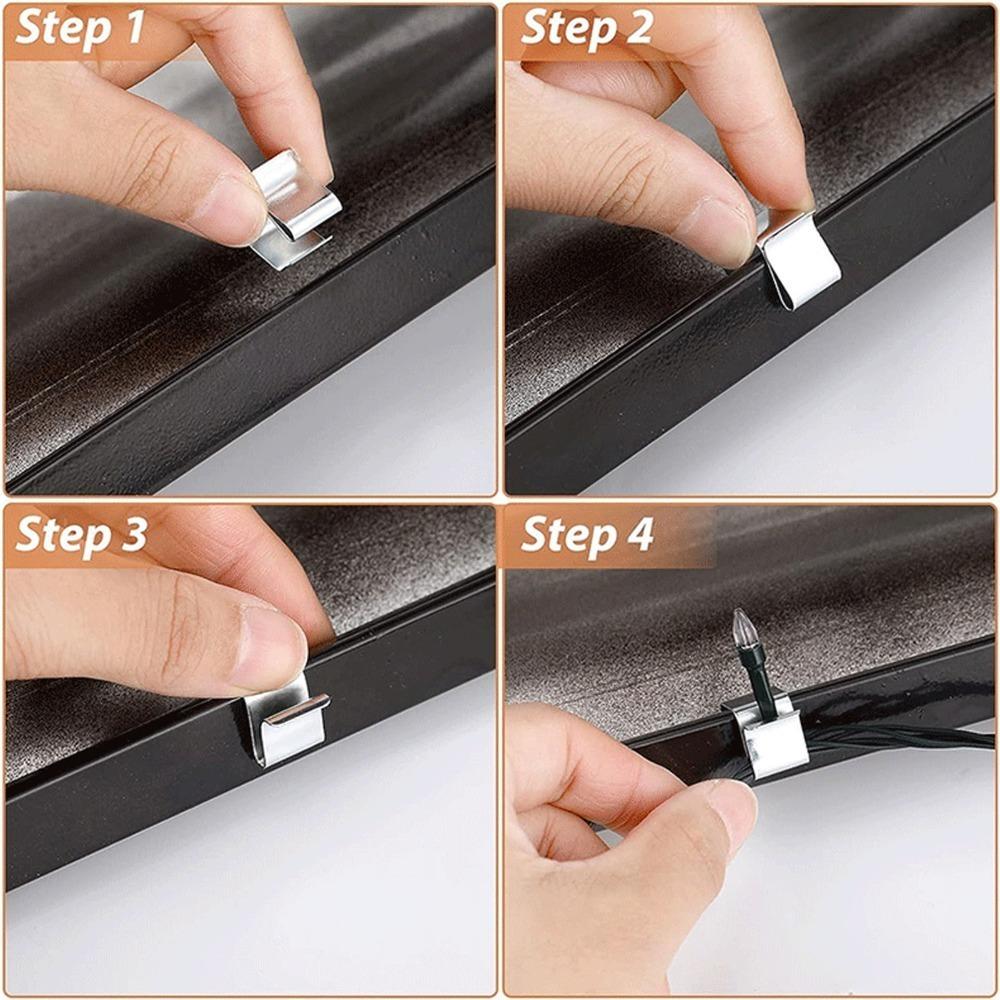 50pcs 0.9x0.6in/0.8x0.6in Gutter Hooks Stainless Steel Outdoor Light Clips  Seasonal Display