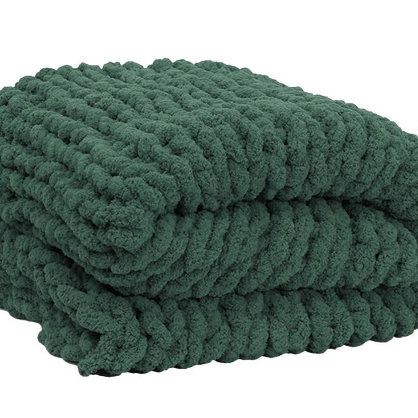 Knit Throw Blanket 20" X 25",Hand Made Large Chenille LoopBYarn Fluffy Throws for Couch Bed, Big Crochet Thick Woven Blanket
