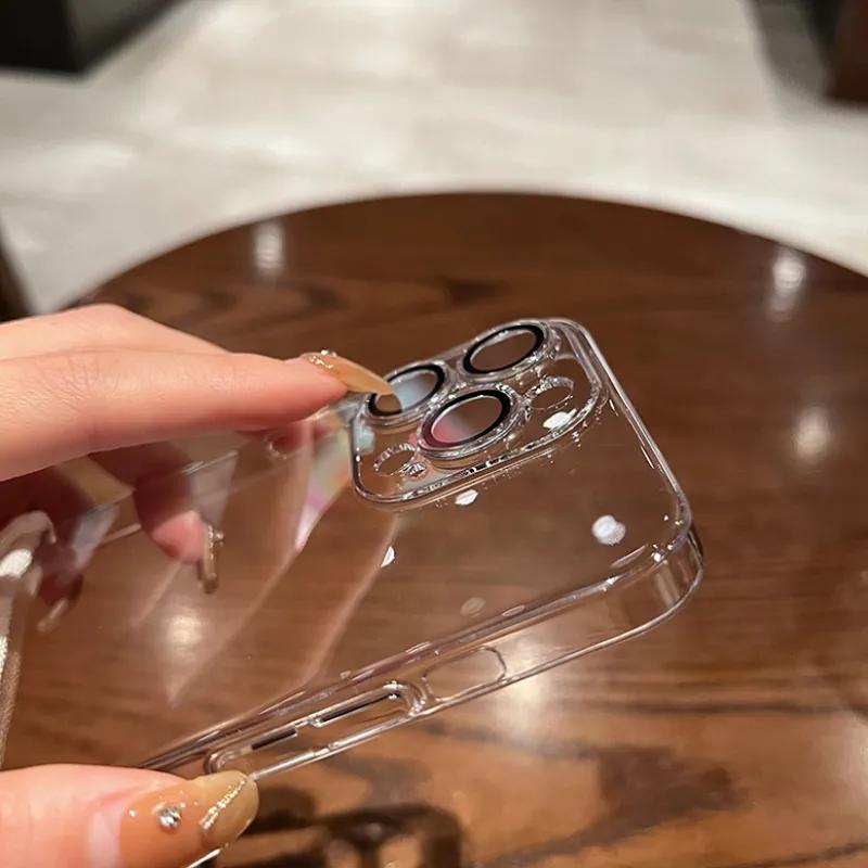 Luxury Clear Crystal Hard PC Shockproof Phone Case For iPhone 17 16 13 12 14 15 Plus 17 Pro Max Air With Lens Protector  Cover