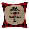 Christmas Plaid Linen Pillowcase Festive Home Decoration Gift Sofa Pillow Cushion Cover
