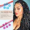60 Colorful Dreadlock Hair Extension Rings - Crown Electroplated Hollow DIY Hair Accessories