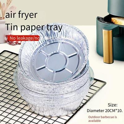 10pcs Aluminum Foil Box Household Oven Air Fryer Disposable Anti Stick Baking Tray Barbecue Circular Indoor Outdoor Food Grade