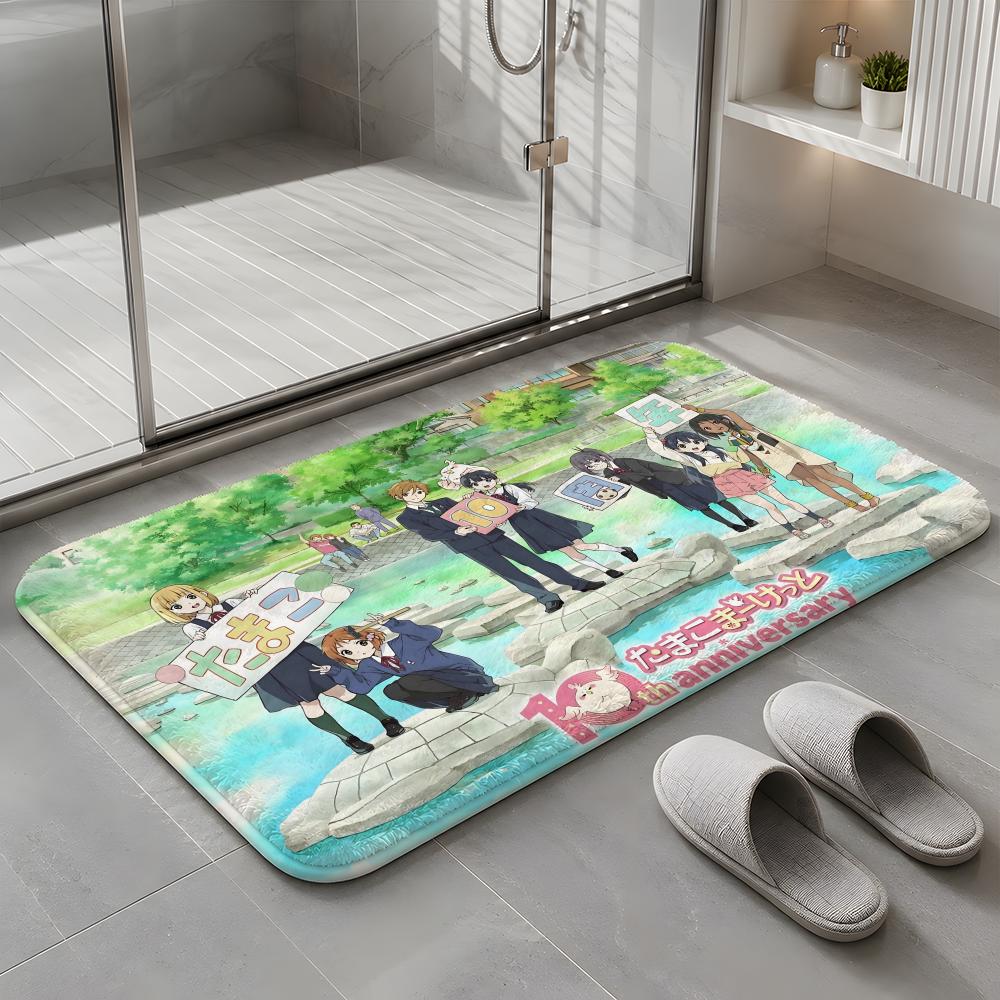 T-Tamako Market Floor Mat Soft Flannel Non-Slip Rug Washable Floor Mat for Living Room Bedroom