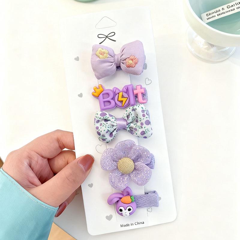 Adorable Fabric Bow & Flower Hair Clips for Kids - Non-Damaging Accessories