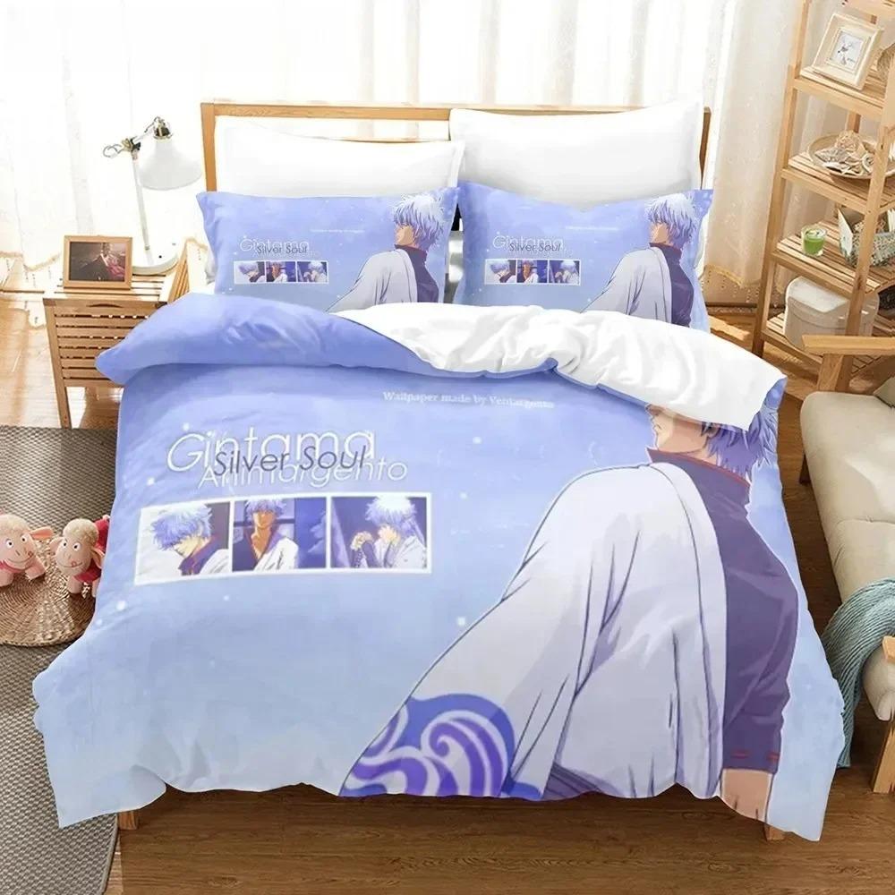 NEW 3D Anime Gintama Bedding Set Quilt Cover Pillowcases Single Double Full Queen King Kids Teens 3D Sakata Gintoki Duvet Cover