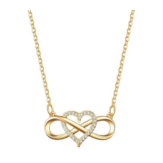 Infinity Heart Necklace for Women Cubic Zirconia Love Heart Pendant Necklace Romantic Birthday Gifts for Girlfriend Wife