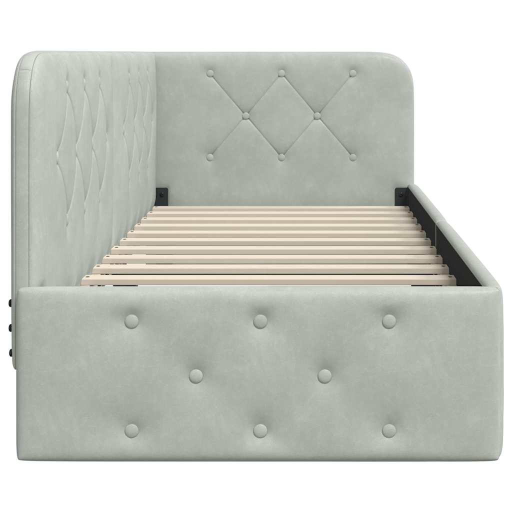 Corner Bed Frame Light Grey 80 X 200 Cm Velvet