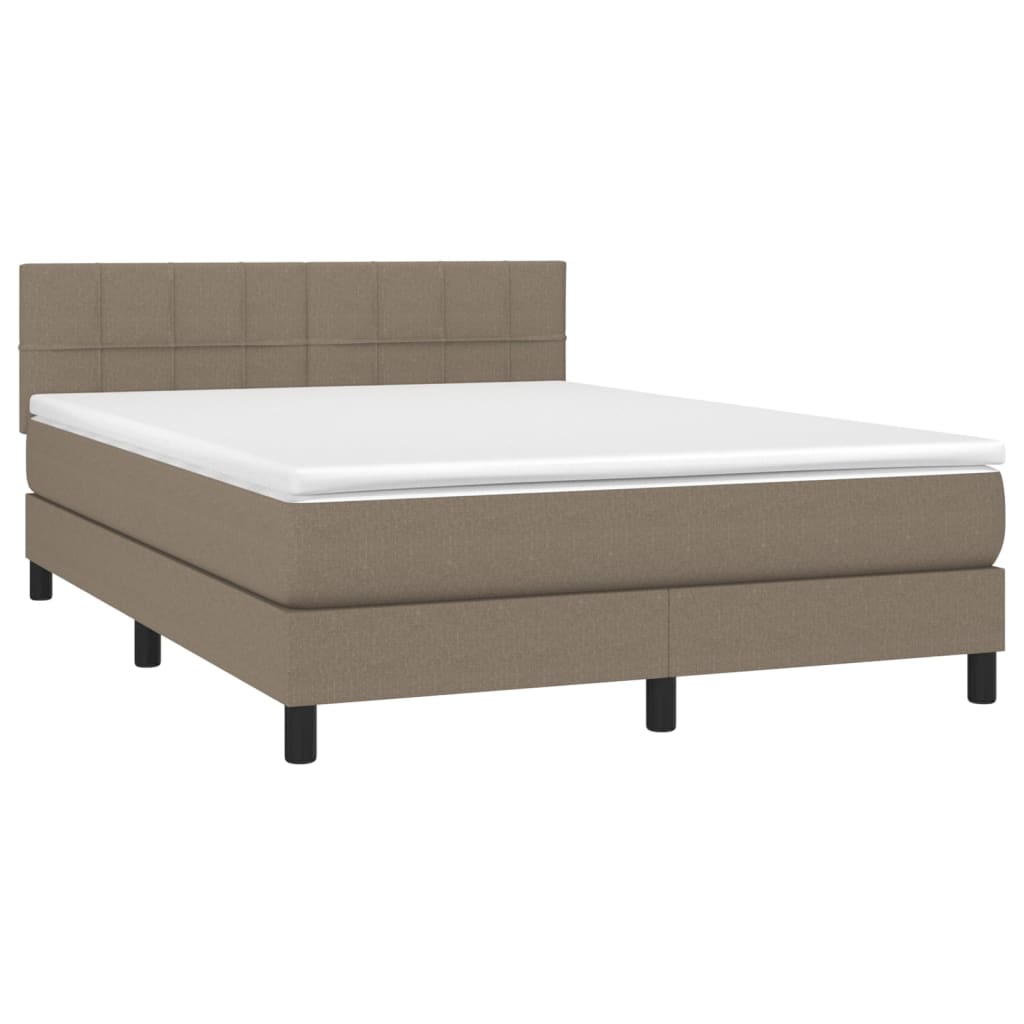 Vidaxl Łóżko Kontynentalne Z Materacem, Taupe, 140X190 Cm, Tkanina