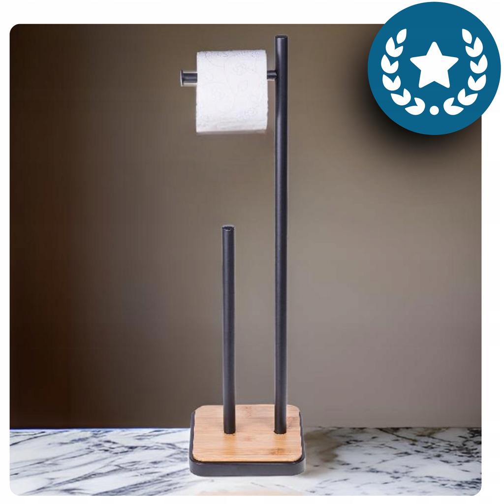 Bamboo Toilet Paper Holder Black Loft Modern Solid