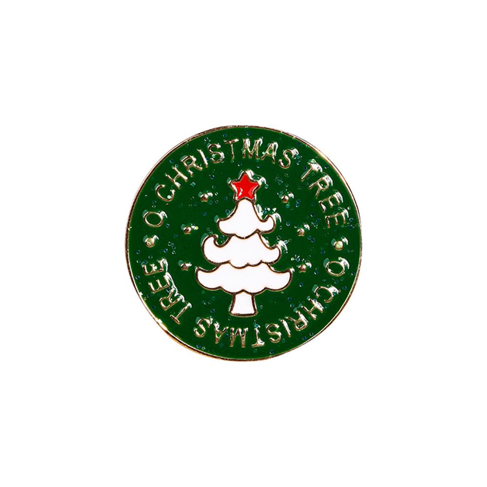 Funny O Christmas Tree Glitter Enamel Round Badge Jingle Bell Jingle Bell Jingle All The Way Brooches Xmas Golden Pins