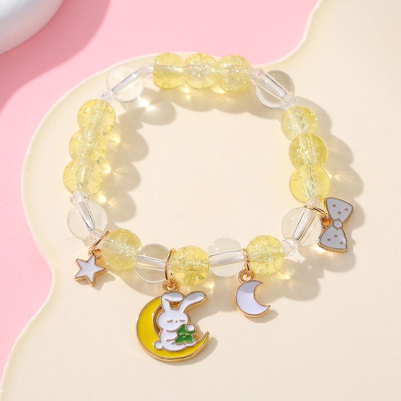 Sanrio Cinnamoroll Crystal Beaded Bracelet - Handmade Cartoon Gift for Female Students, Friends, and Couples.