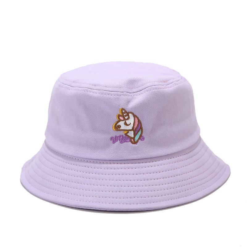 Hat female summer cute cartoon unicorn bucket hat male student letter embroidery basin hat tide visor