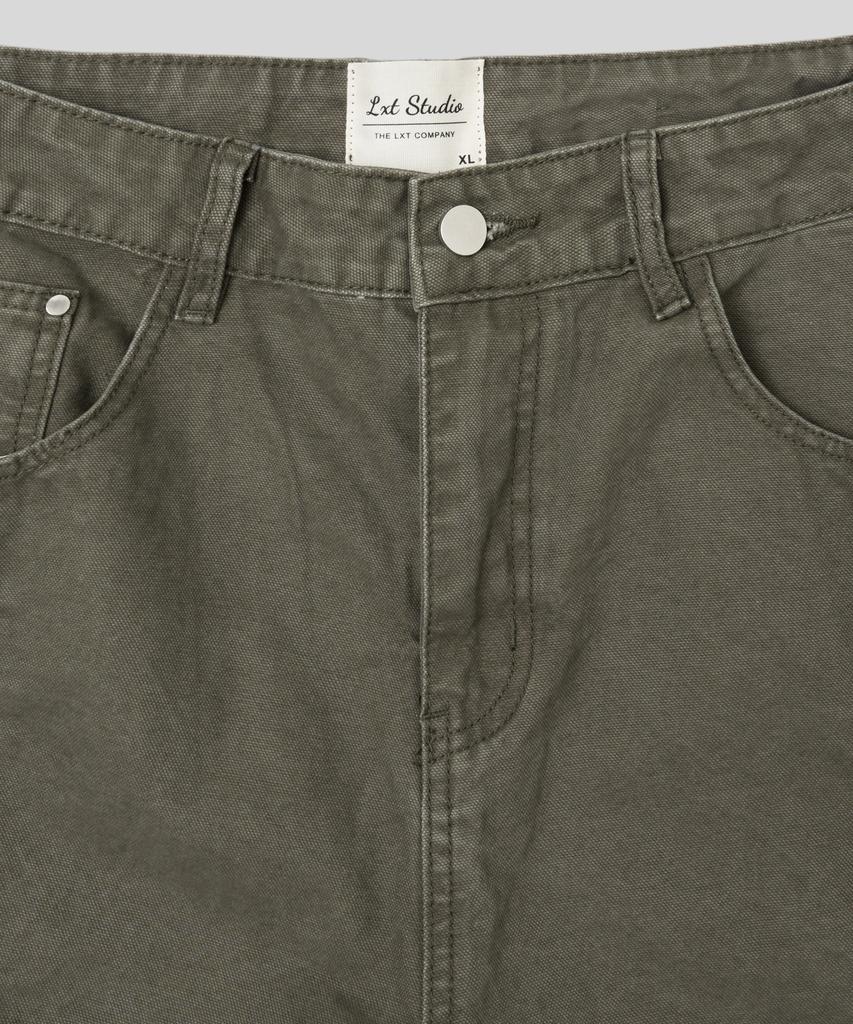 LXT Cotton Curved Washed Wide Pants [Khaki]