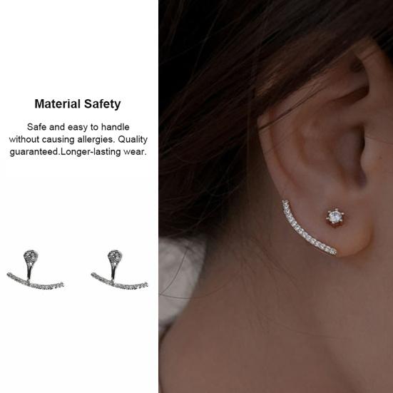 1 Pair Rhinestone Earrings for Women, Cubic Zirconia Stud Earrings, Lightweight Cartilage Helix Earring Jewelry