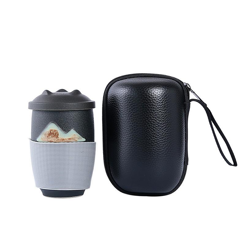 Ceramic mug simple with lid filtered water cup office brewing cup portable travel tea cup