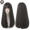 7jhhwigs Long Straight Synthetic Light Brown Wigs With Bang For Women Heat-resistant Daily Use Hair  Sell Whole Wigs