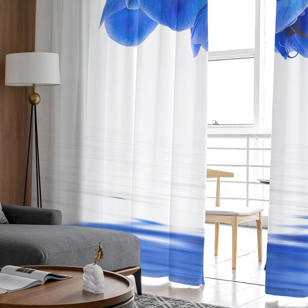 Flower Pure Orchid Water Surface Window Curtains Living Room Tulle Curtains Kitchen Decor Kids Room Curtain Window Treatment