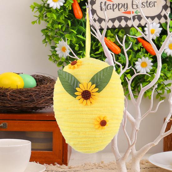Yousheng Easter Egg Hanging Ornament DIY Crochet Easter Egg with Sunflower for Easter Basket Stuffer Holiday Party Tree Decor