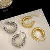 Korean Simple Ring Texture Design Earrings Women'S Fashion Light Luxury High Sense Personalized Versatile Stud Earrings Ear Jewelry