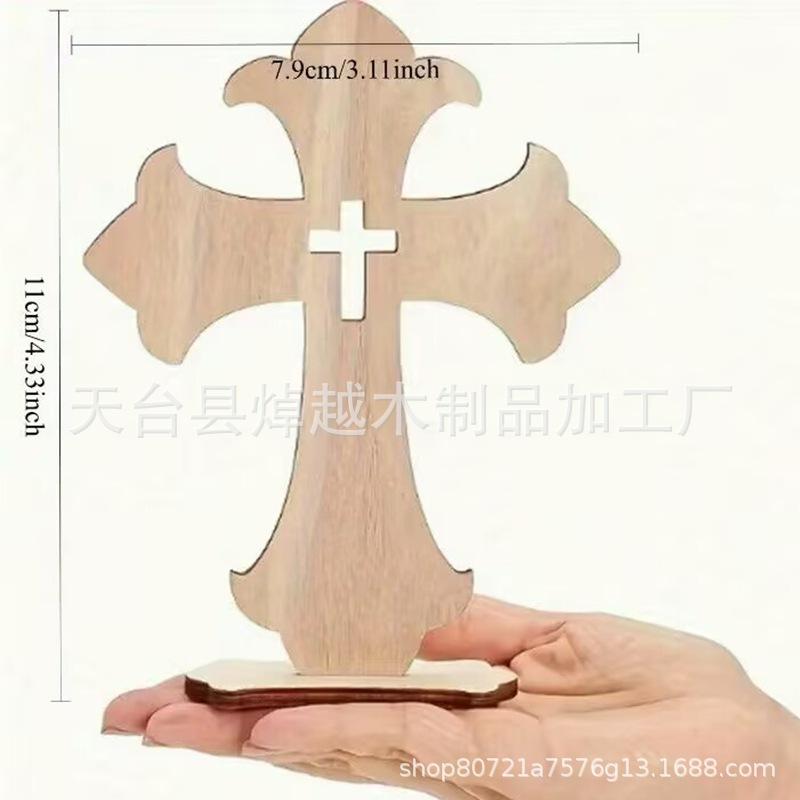 New wooden cross wood chips, crafts creative holiday decoration, Halloween atmosphere decoration wood chips