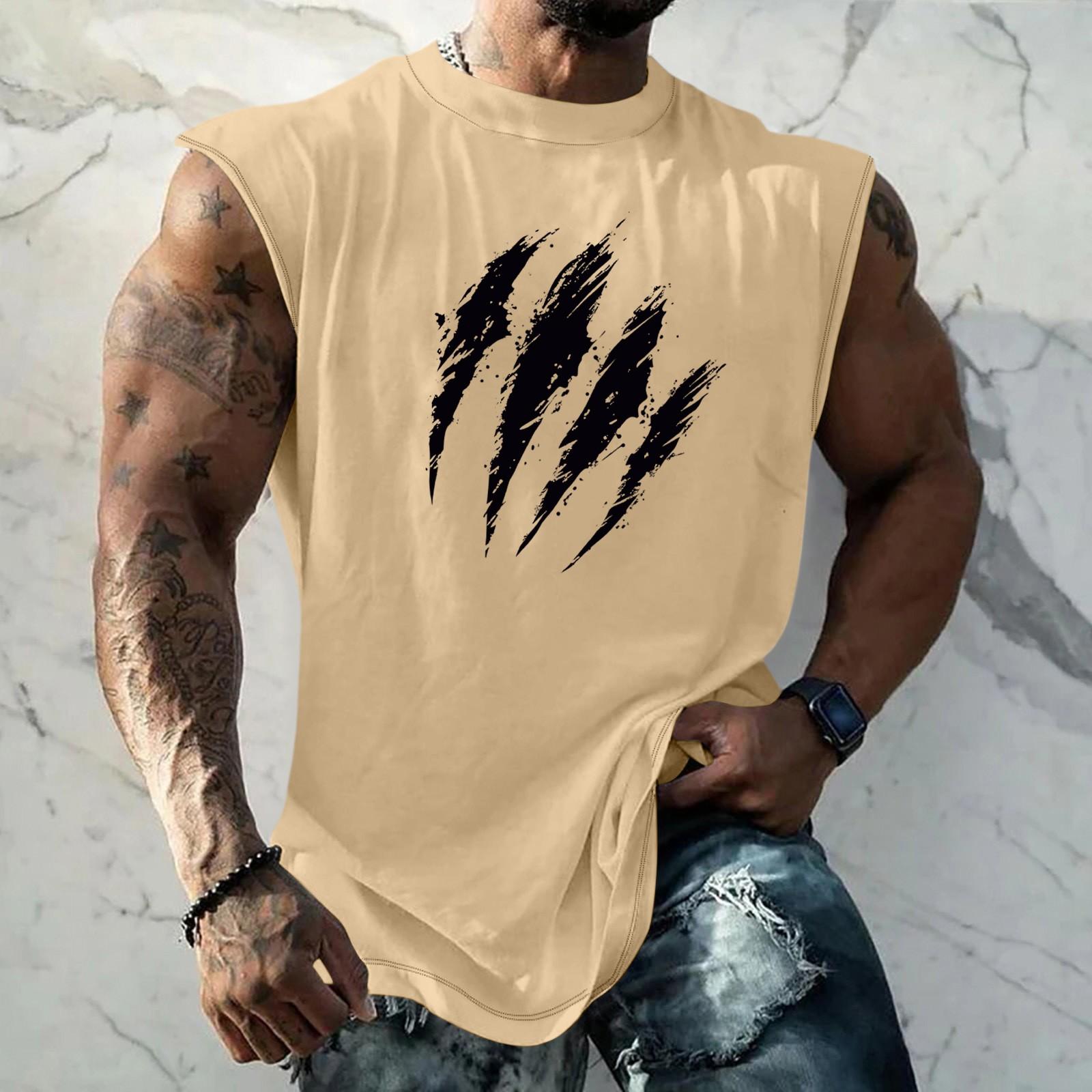 

Мужской фитнес, упражнения, похудение, жилет и майка с принтом, мужской I-образный с широкими плечами и центральной частью спины XL хаки