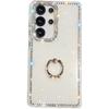 For Samsung Galaxy S24 Ultra Case with Ring Kickstand Rhinestone Edge TPU+PC IMD Phone Cover