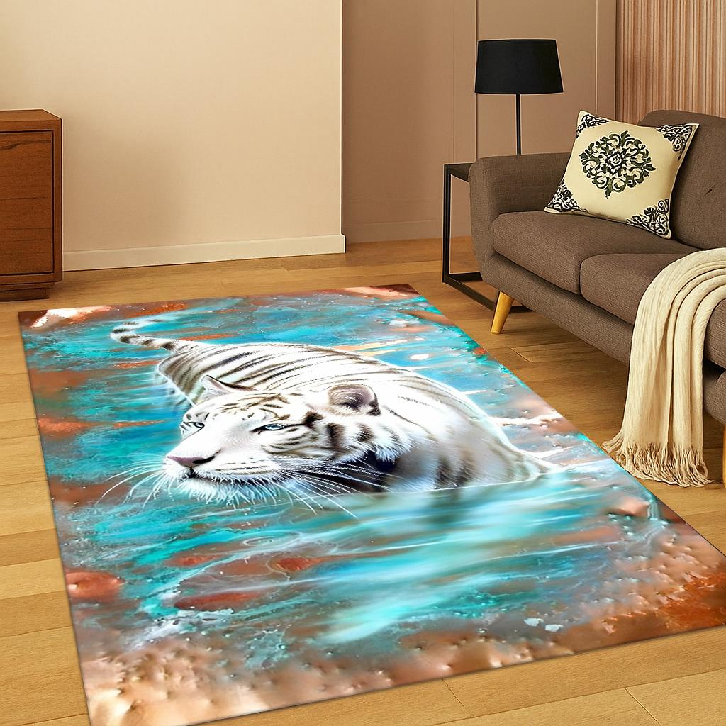 Tiger Animal cartoon Carpet Rug for Home Bedroom Living Room Playroom Sofa Kitchen Doormat Decor, Kid Play Non-slip Floor Mat