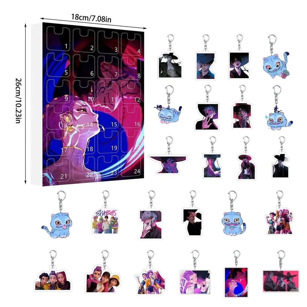 K-pop Demon Hunters Rumi Mira Zoey Figure Saja Boys Christmas Countdown Calendar Trendy Blind Box Keychain Acrylic Pendant Gift