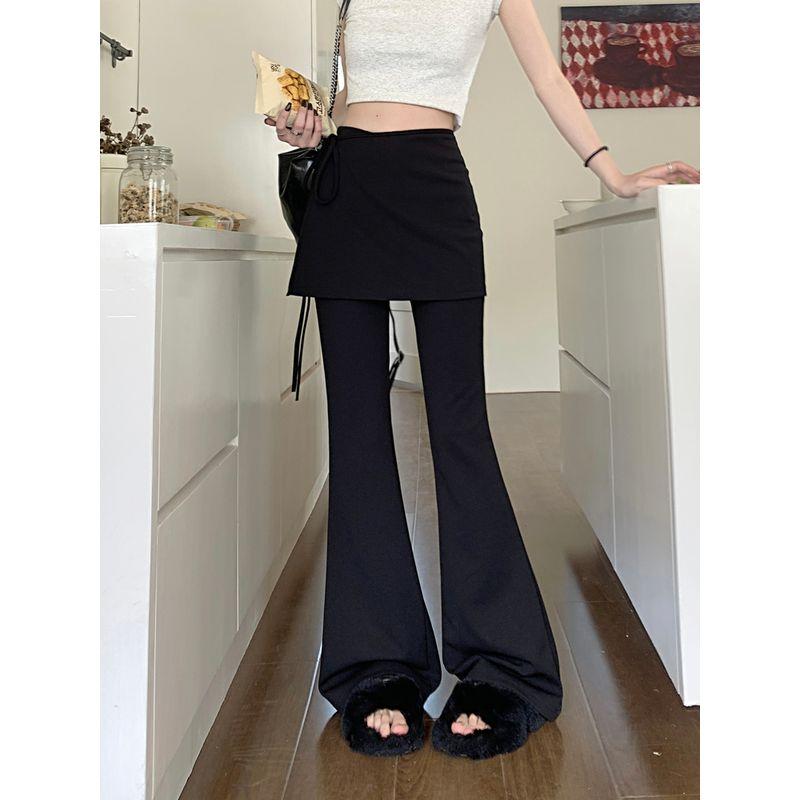 

Kumikumi Stylish Easiest for Match Black Casual Pants Women s Autumn Detachable Fart Curtain Slimming Bootcut Pants Pants Black S