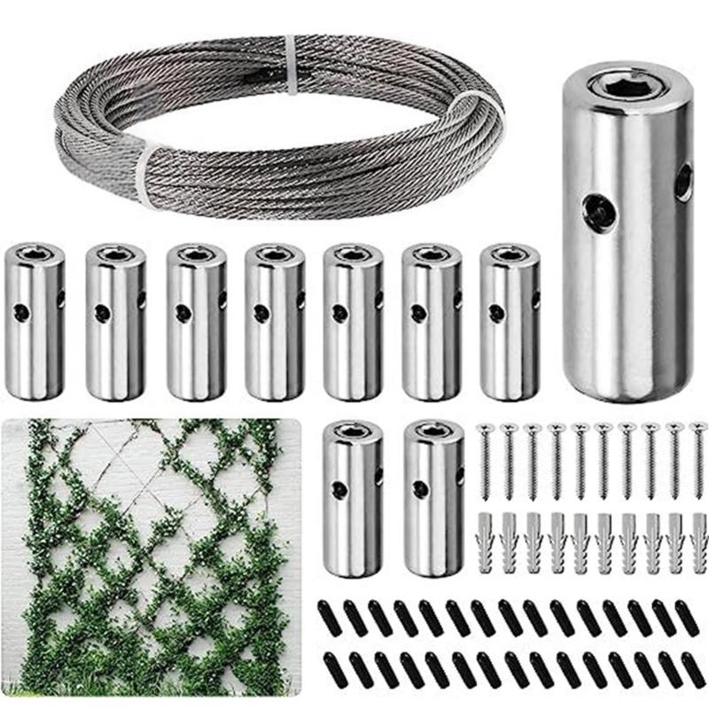 Adjustable 52 Inch Rust Proof Gardening Wire Rope Sturdy Plant Trellis System for Indoor Outdoor Vertical Growth
