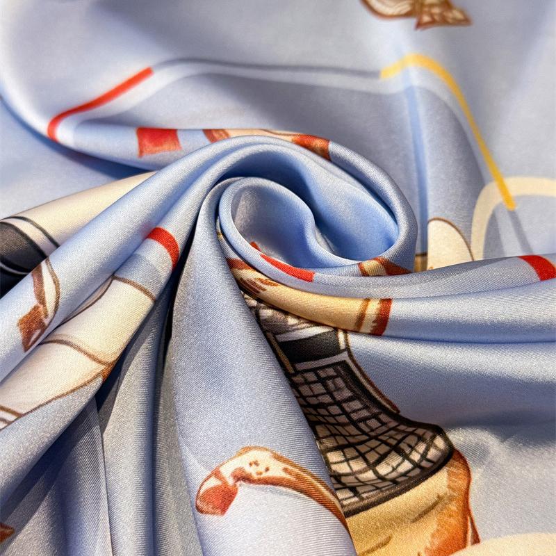 Silk Square Scarf Women Luxury Horse Print Soft Satin Kerchief Hairband Neckerchief Head Hijab Lady Headband Foulard Bag Ribbon