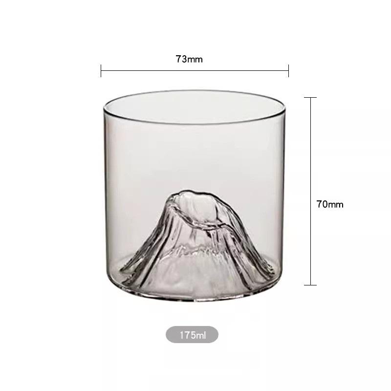 2/1Pcs 175ml New Fuji Whiskey Glass Rocks Bottom Raised Ice Mountain Shape Glass Cup Tumbler for Drink Tea Liqueur XO Wine Cup