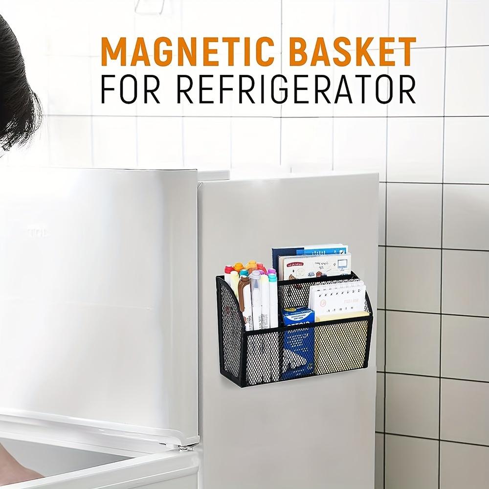 Magnetic Mesh Basket - Strong Hold for Whiteboard, Fridge, Locker. Versatile & Durable Desk Organizer.
