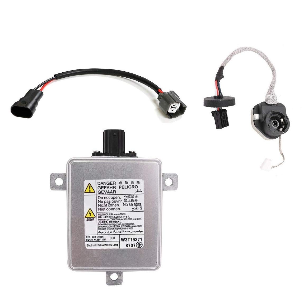 Oikabio W3T19371 W3T15671 W3T16271 W3T1 Xenon Headlight Ballast with Igniter and Power Cable for 2006-2014 2004-2014 2007-2014 2007-2012 argento