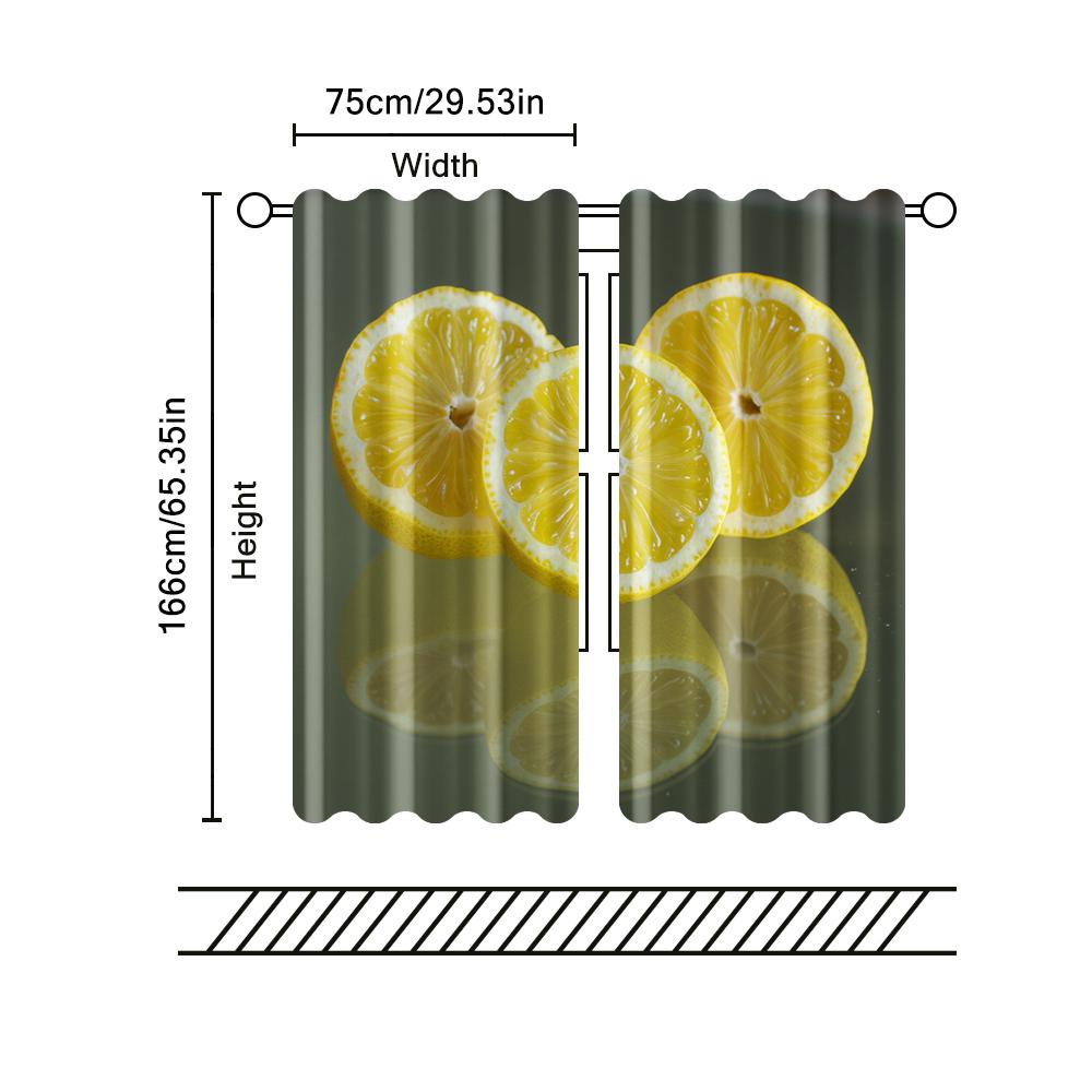 Set Of 2 Filtering Curtains Excluding Rods Non Movable Without Batteries Lemon Use Bedrooms Living Rooms Curtain Polyester Perfect For Area