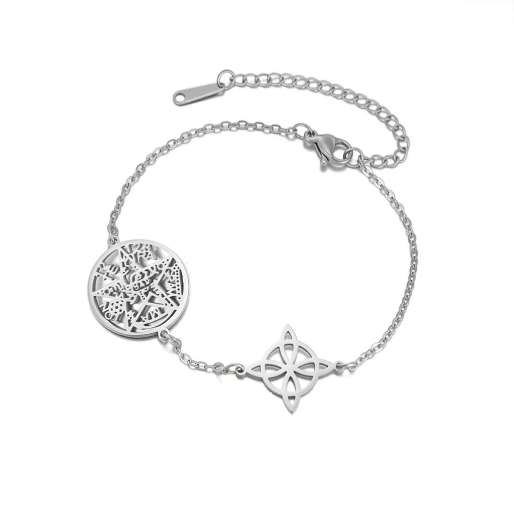  Wicca Witch Knot Bracelet Stainless Steel God Name Tetragrammaton Pentagram Bracelet Solomon Amulet Jewelry Wholesale