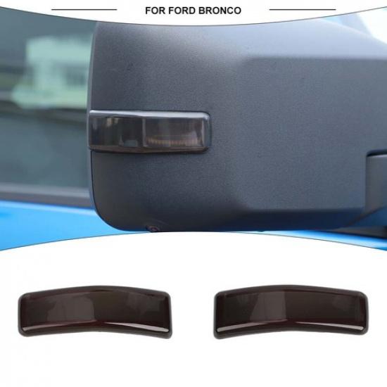 2x Smoked Black Rearview Mirror Turn Light Lamp Cover Trim For Ford Bronco +