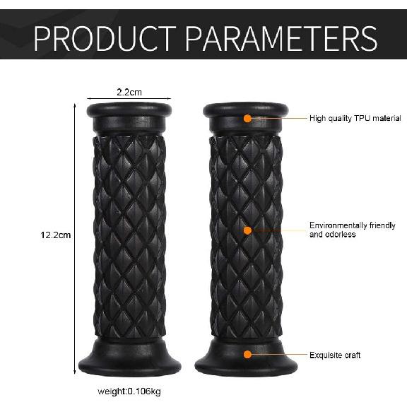 7/8" Motorcycle Hand Grips Antiskid Handlebar Rubber End Hand (Color : Black) Motorcycle Handlebar Grips 7/8 Dirt Bike Grips 22Mm