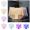 4PCS Mesh Transparent Seamless Lace Briefs Underpants Women Underwear Lace Flower Panties  Female