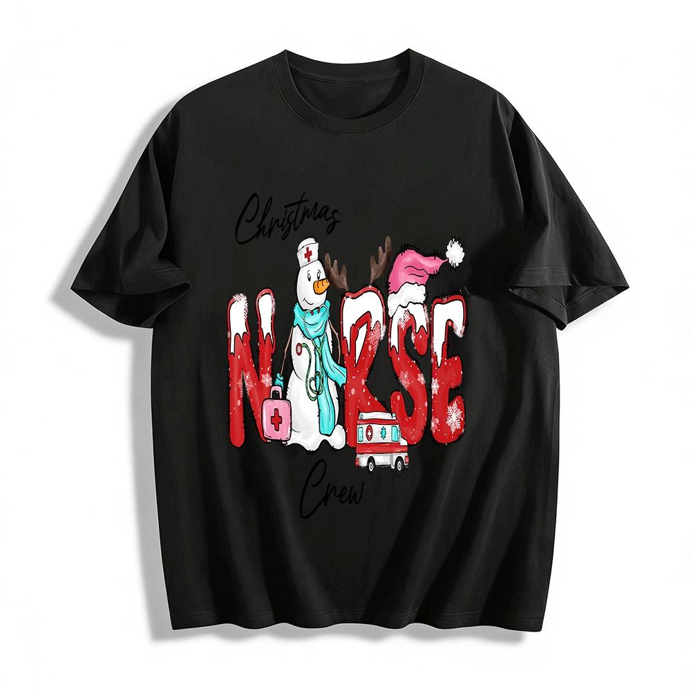 

Christmas Nurse Crew Print Sweatshirt Xmas Medical Themed Top Pure cotton T-shirt XXS