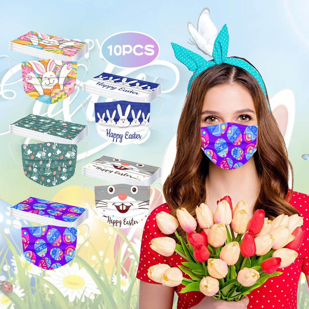 Buy 10PCS Adult's Happy Easter Protection 3 Layer Cartoon Disposable