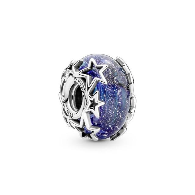 New Baby Bottle Blue Murano Star Smile Diy Beads Fit Original Fashion Charms S925 Silver Bracelet Jewelry Women Acessories