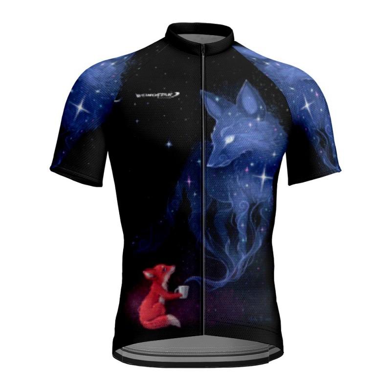 Mens Cycling Jersey Short Sleeve Breathable Quick-Dry Print Bike Shirt Road Riding