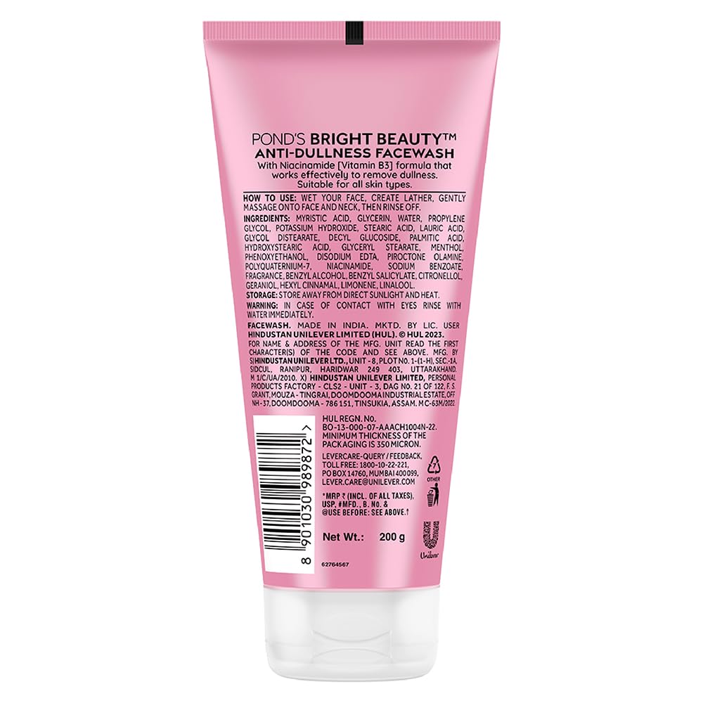 Ponds Bright Beauty Anti-Dullness & Brightening Facewash with Niacinamide - 200gm
