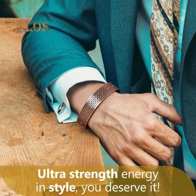 Bracciale Magnetico da Uomo Apertura Circonferenza Regolabile Energia Positiva Rétro Inciso Rame Leggero Gioiello da Polso Quotidiano