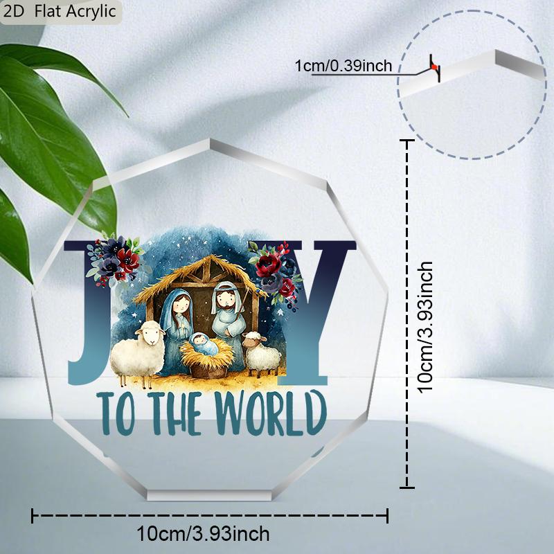 2D Flat, Nativity Scene Acrylic Desktop Decoration Plaque, Mary, Jesus & Stable Birth, Suitable for Wall Decoration, Porch, Room, Villa, Accents Home,