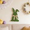 Easter Bunny Door Sign Wooden Welcome Bunny Sign with Bow Farmhouse Hanging Rabbit Wreath for Front Door Porch Wall Home Indoor Outdoor Decor