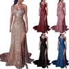 Sexy Females  High Split Long Dress V Neck One Shoulder Women Dresses  Evening Party Dress