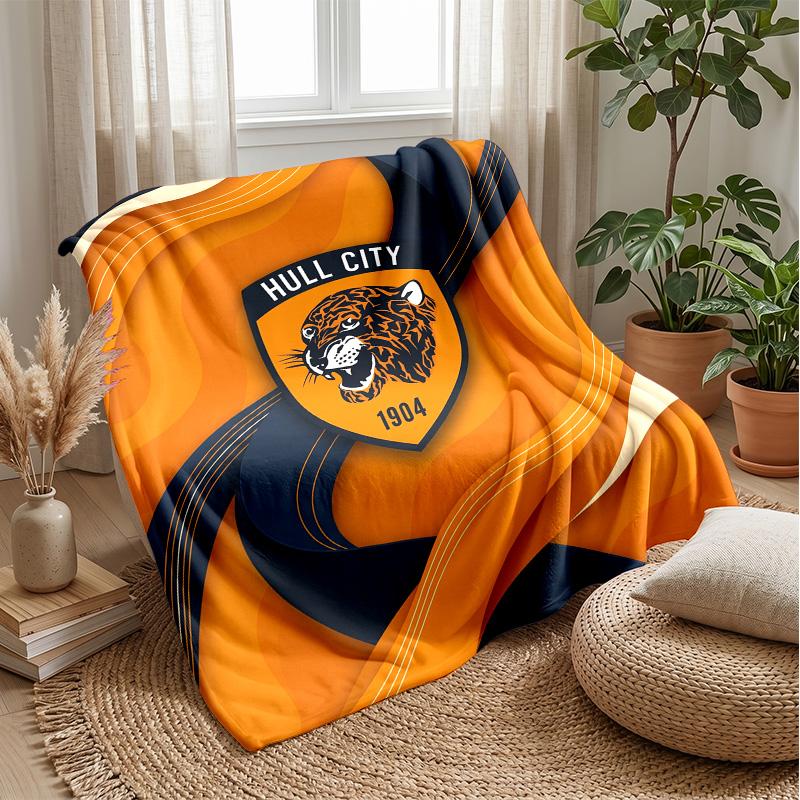 Coperta in Flanella con Stampa Hull City Football, Morbida Calda Leggera Coperta Plaid per Divano Letto Campeggio